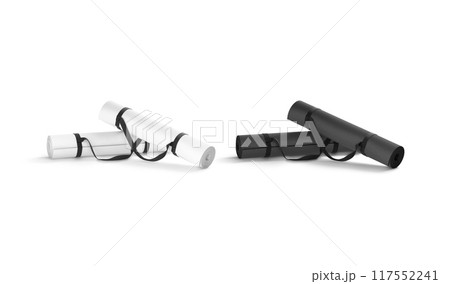 Blank black and white rolled yoga mat handle strap mockup 117552241