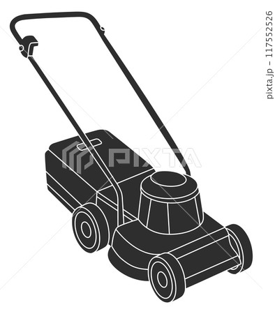 Lawn rotary trimmer. Mower machine black icon 117552526
