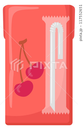 Cherry juice paper box. Drink cartoon icon Cherry juice paper box. Drink cartoon icon 117552651
