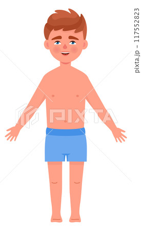 Cartoon boy character. Male kid figure front view 117552823