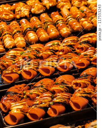 Street Food Sausage Sushi in Thailand Street Food Sausage Sushi in Thailand 117553243