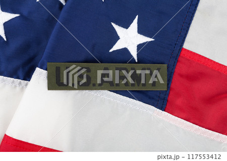 US ARMY Branch Tape on national USA flag US ARMY Branch Tape on national USA flag 117553412