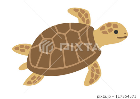 かわいいウミガメのイラスト かわいいウミガメのイラスト 117554373
