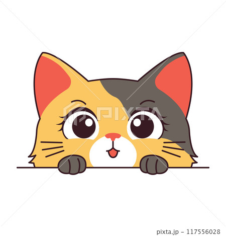 Cute Curious Orange Cat Kitten Cartoon Character Hiding while Peeking Cute Curious Orange Cat Kitten Cartoon Character Hiding while Peeking 117556028