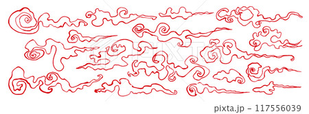 中華雲 手書きの毛筆イラスト 中華雲 手書きの毛筆イラスト 117556039