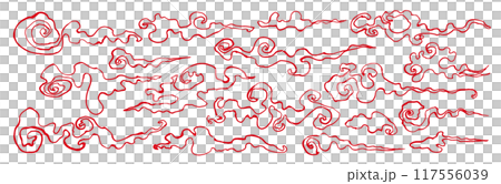 中華雲 手書きの毛筆イラスト 中華雲 手書きの毛筆イラスト 117556039