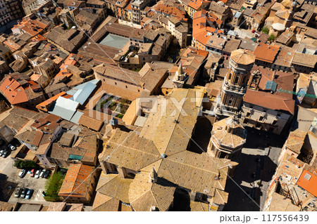 Aerial view of Cathedral of Saint Mary in historical center of Tudela Aerial view of Cathedral of Saint Mary in historical center of Tudela 117556439