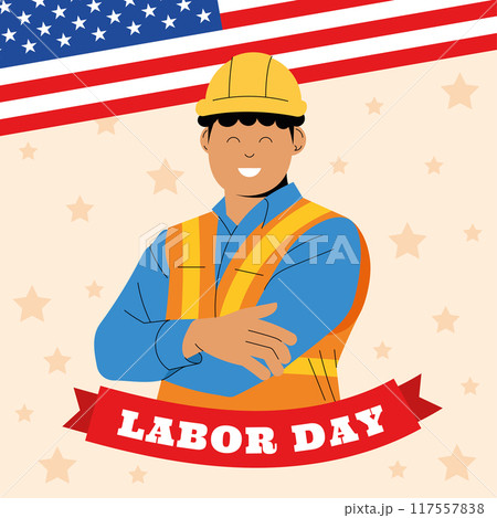 Smiling construction worker celebrating Labor Day Smiling construction worker celebrating Labor Day 117557838