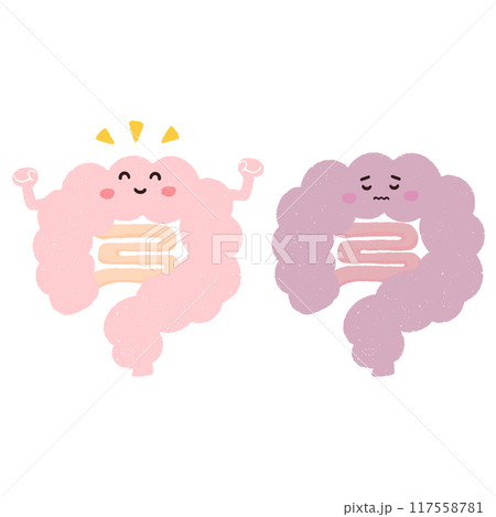 元気な腸と、不調な腸のキャラクターセット 117558781