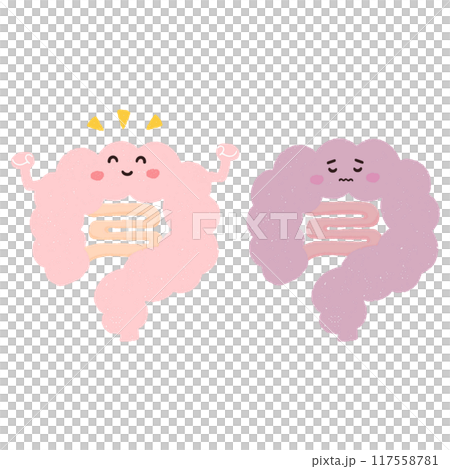 元気な腸と、不調な腸のキャラクターセット 117558781