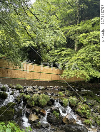 貴船神社の前に流れる川。夏は川床でのお食事がおすすめ。 117558797