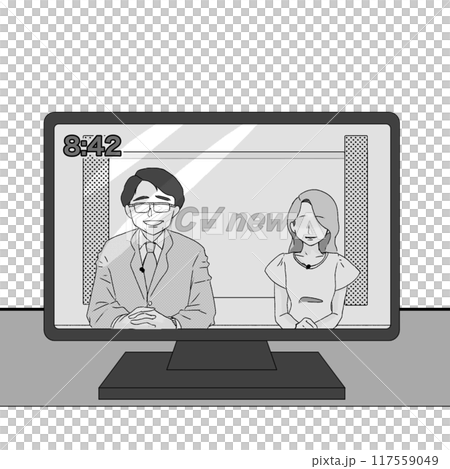 早晨新聞節目的圖片（電視播音員和主播） 117559049