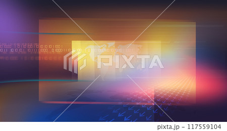 News studio space with worldmap on flat screen concept series News studio space with worldmap on flat screen concept series 117559104