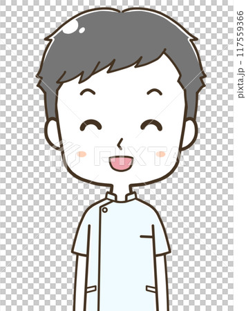 笑顔の若い男性看護師の上半身イラスト 117559366
