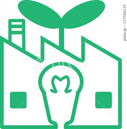 省エネやエコをイメージした工場のロゴ風の素材 省エネやエコをイメージした工場のロゴ風の素材 117560135