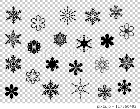 Monochrome snowflake icon set 117560492