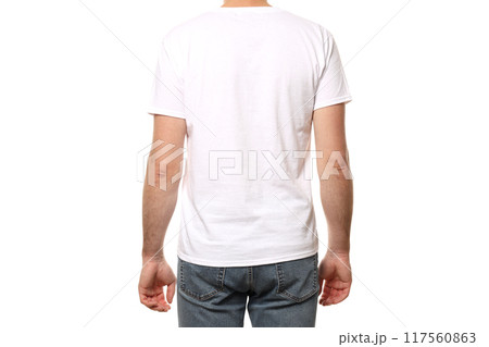 PNG,A guy in a white T-shirt, isolated on white background PNG,A guy in a white T-shirt, isolated on white background 117560863