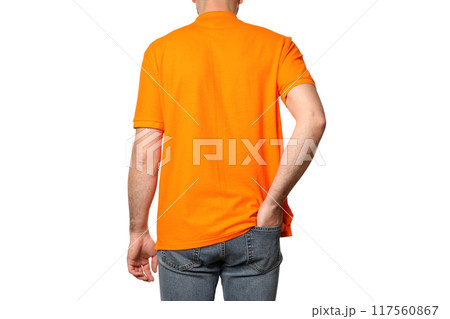 PNG,A guy in a yellow T-shirt, isolated on white background 117560867