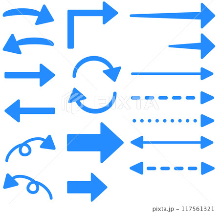 シンプルな水色の角丸矢印のイラストセット 117561321