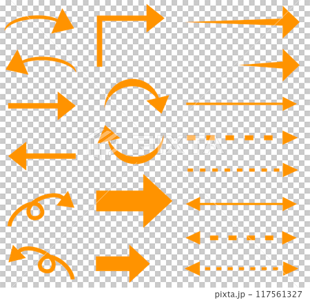 Simple yellow arrow illustration set Simple yellow arrow illustration set 117561327