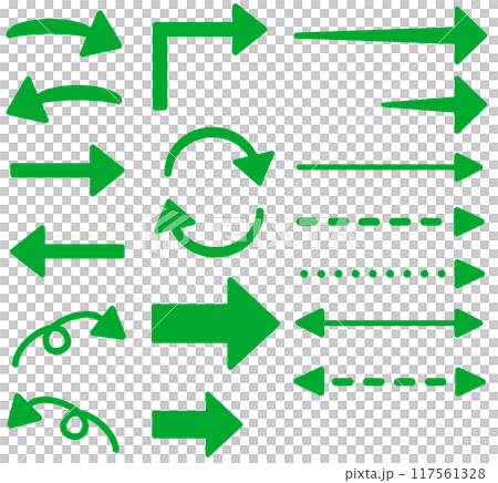 Simple green rounded arrow illustration set 117561328