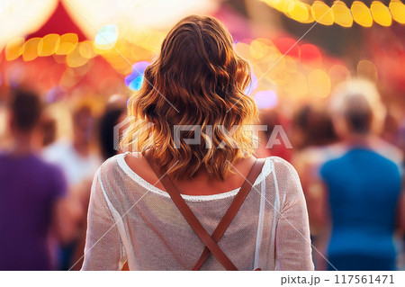 フェスを楽しむ女性の後ろ姿 117561471