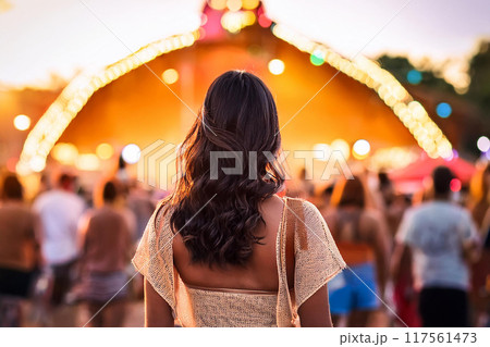 フェスを楽しむ女性の後ろ姿 117561473