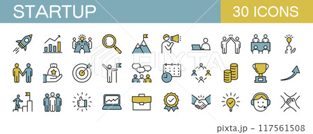 スタートアップに関するアイコンセット　カラー 117561508
