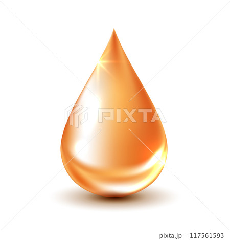 Serum texture, water drop on white background. vitamins collagen serum for beauty skin care cosmetics. medical scientific concepts. orange droplet vector design. 117561593