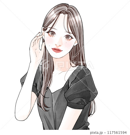髪を耳にかけている女性 117561594