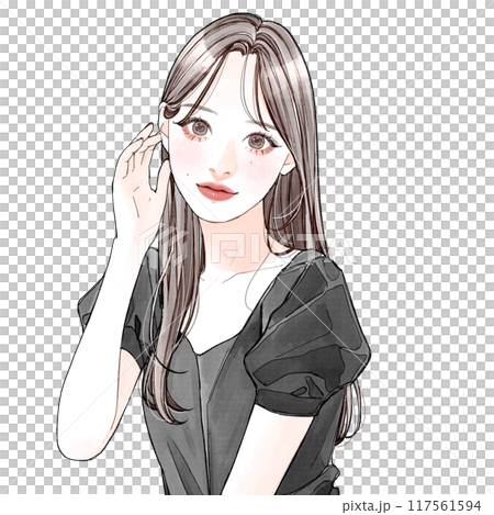 髪を耳にかけている女性 117561594