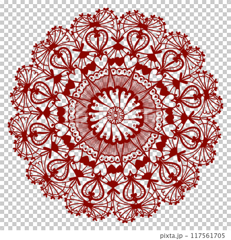 Red lace with lots of hearts 117561705