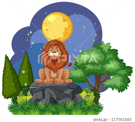 Lion Under the Moonlit Sky 117561883