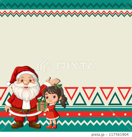 Santa and Girl with Gift 117561904