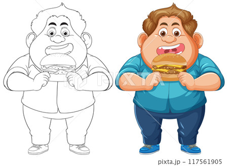Happy Boy Eating a Burger Happy Boy Eating a Burger 117561905