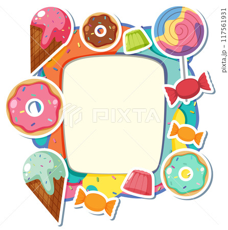 Colorful Sweet Treats Frameのイラスト素材 [117561931] - PIXTA