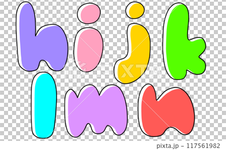 A rounded version of the simple, loose lowercase alphabet "hijklmn" in solid color A rounded version of the simple, loose lowercase alphabet "hijklmn" in solid color 117561982