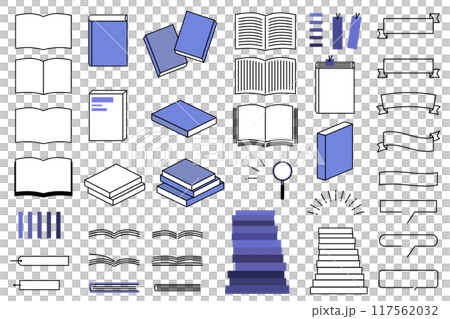 簡單的書籍和框架插圖集，書籍，書店，圖標，插圖 117562032