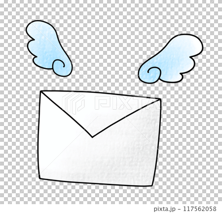 A simple, loose, flying letter in analog style 117562058