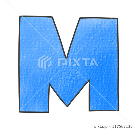 ゆるめシンプルな大文字アルファベットの『M』カクカクバージョン　アナログ風 117562139