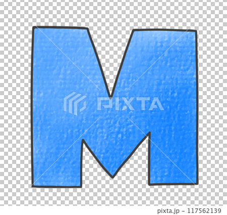 ゆるめシンプルな大文字アルファベットの『M』カクカクバージョン　アナログ風 117562139