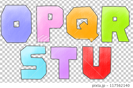 寬鬆簡單的大寫字母“OPQRSTU”鬆脆版本模擬風格 寬鬆簡單的大寫字母“OPQRSTU”鬆脆版本模擬風格 117562140