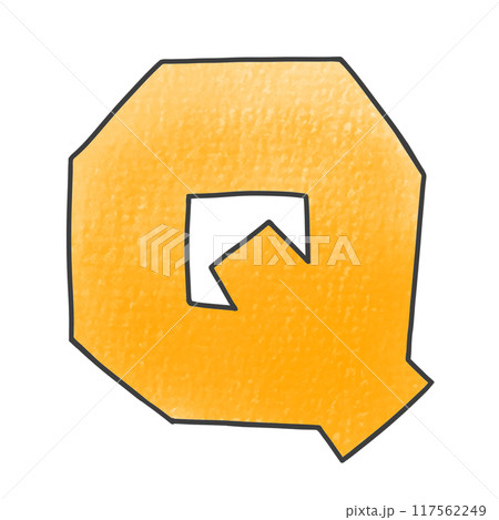 ゆるめシンプルな大文字アルファベットの『Q』カクカクバージョン　アナログ風 117562249