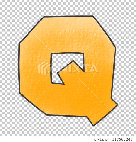 ゆるめシンプルな大文字アルファベットの『Q』カクカクバージョン　アナログ風 117562249