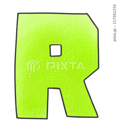 ゆるめシンプルな大文字アルファベットの『R』カクカクバージョン アナログ風 ゆるめシンプルな大文字アルファベットの『R』カクカクバージョン アナログ風 117562250