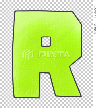 寬鬆簡單的大寫字母“R”鬆脆版本模擬風格 117562250