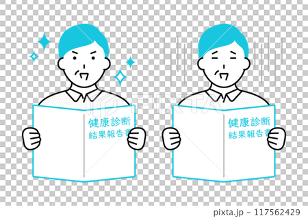 一位老人查看健康檢查結果報告的變化圖 117562429