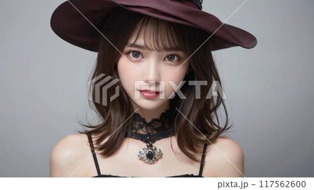 魔女のコスプレしたロングヘアの港区女子 117562600