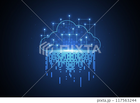 Cloud networking computing concept design. Digital data transform download and upload. Cloud technology network. Vector illustration 117563244