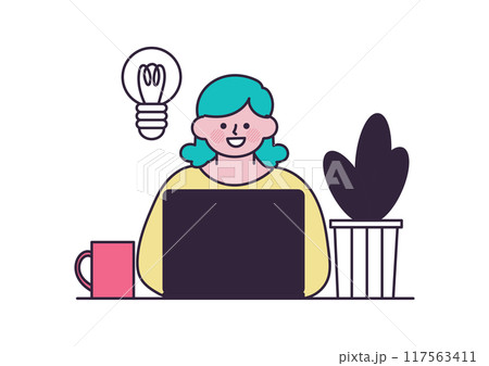 パソコン作業をする女性 117563411